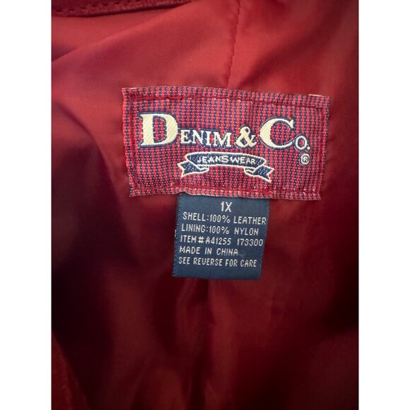 Denim & Co. Plus Size 1X Red Wine Burgundy Suede Leather Jacet Chore Barn Coat - Picture 5 of 13
